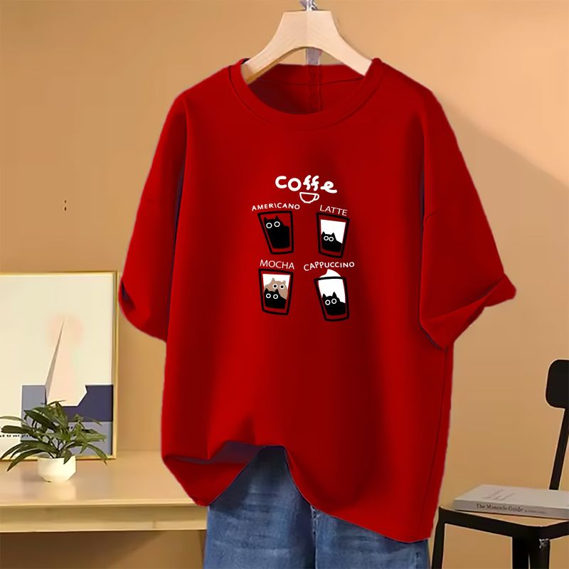 Drop shoulder T-shirt for Women (Red)