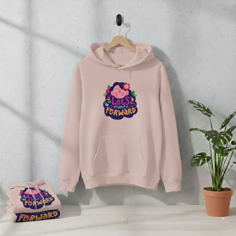 Premium Comfortable Printed Ladies Winter Hoodie (Salmon)