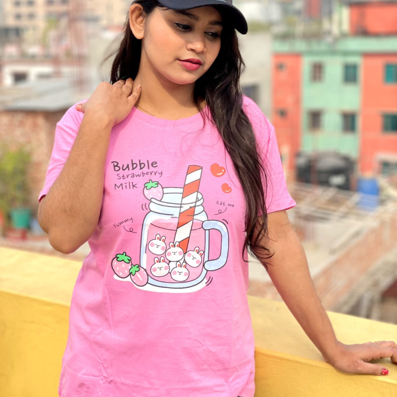 DTF Printed ladies  T shirt | Half Sleeve Plain | Regular Fit Ladies T Shirt for Women & Girls |