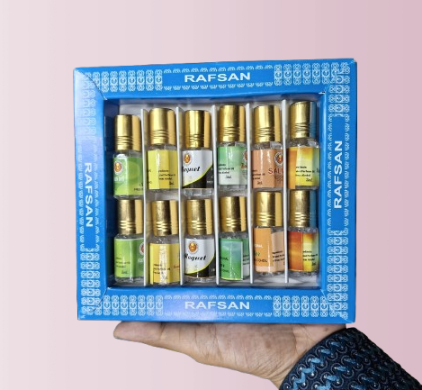 12 pieces halal attar/12 pcs Attar Combo Pack/perfume Ator /Ayna Ator-(3ml each bottle) (MAGNET,KACHA BELI,SHAHI DARBAR,BOKUL FUL,ROJONI GANDHA,GULE LALA