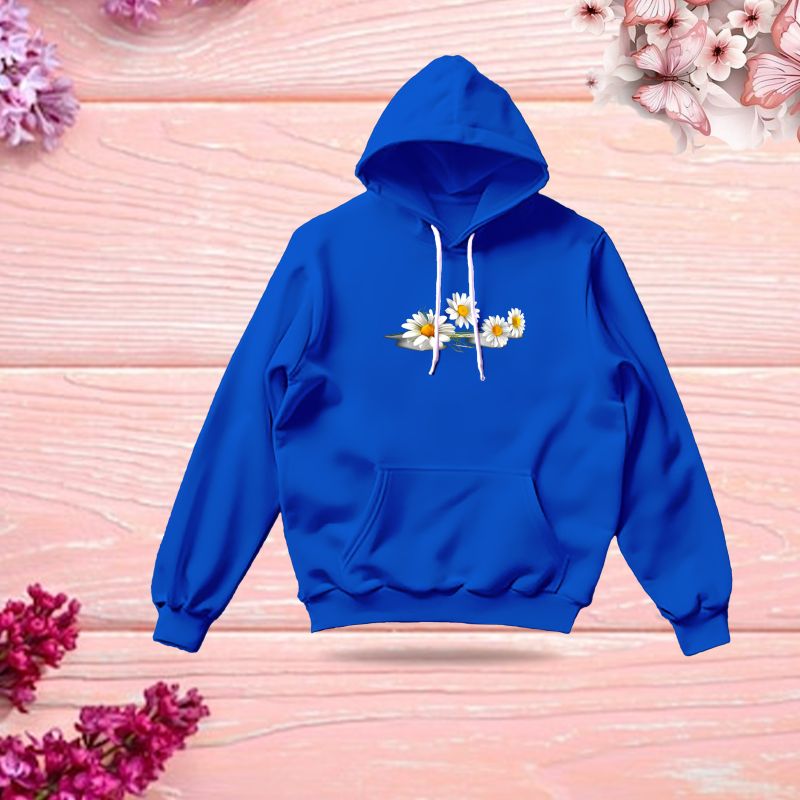 Premium Comfortable Stylish (Sunflower--blue) Ladies winter hoodie