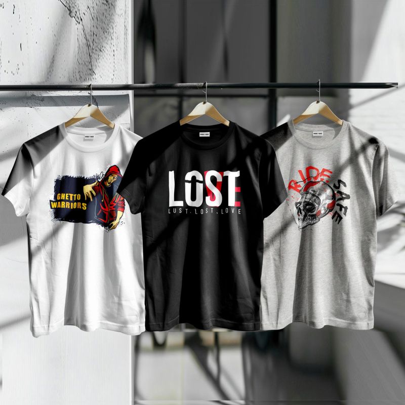Unique Design Cotton T-Shirt 3-Piece Combo Pack