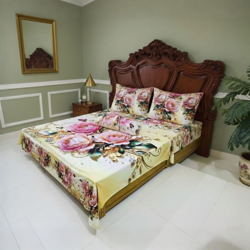 Water Proof China Premium 3D Design Bed Sheet King Size (7.8ft/6.8ft )