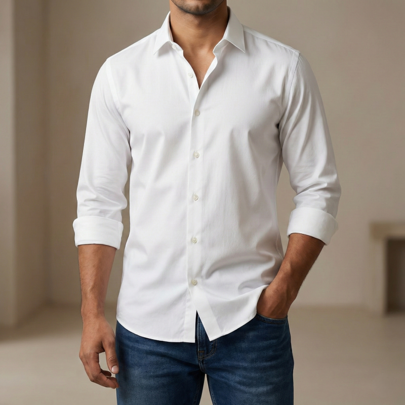 Premium China Micro Stig Shirt (Formal / Casual) (White)