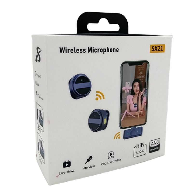 SX21-New 2-in-1 Wireless Lavalier Microphone – Dual Mic Setup for Crystal Clear Mobile Recording