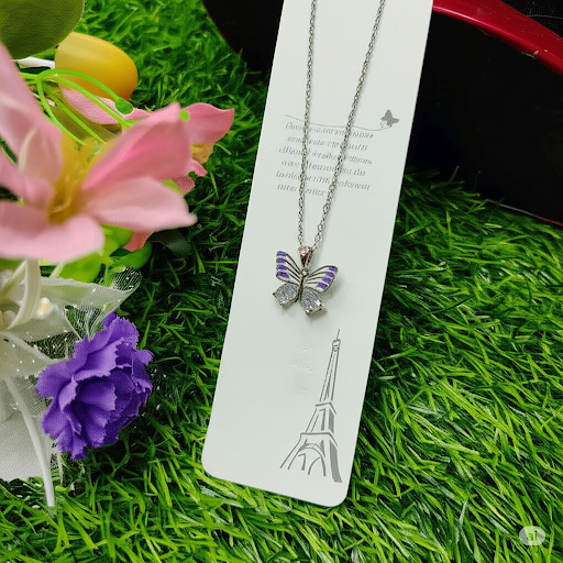 Fantasy Colorful Acrylic Butterfly Pendant Necklace  For Womens