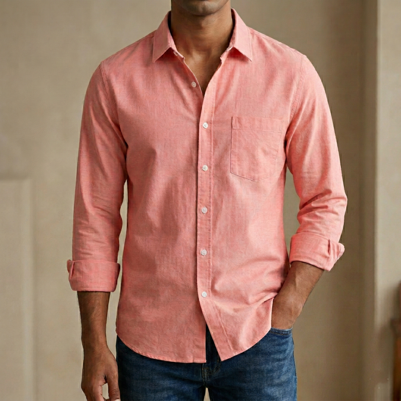 Men's Solid Colour Color Shirt (Lite pink)