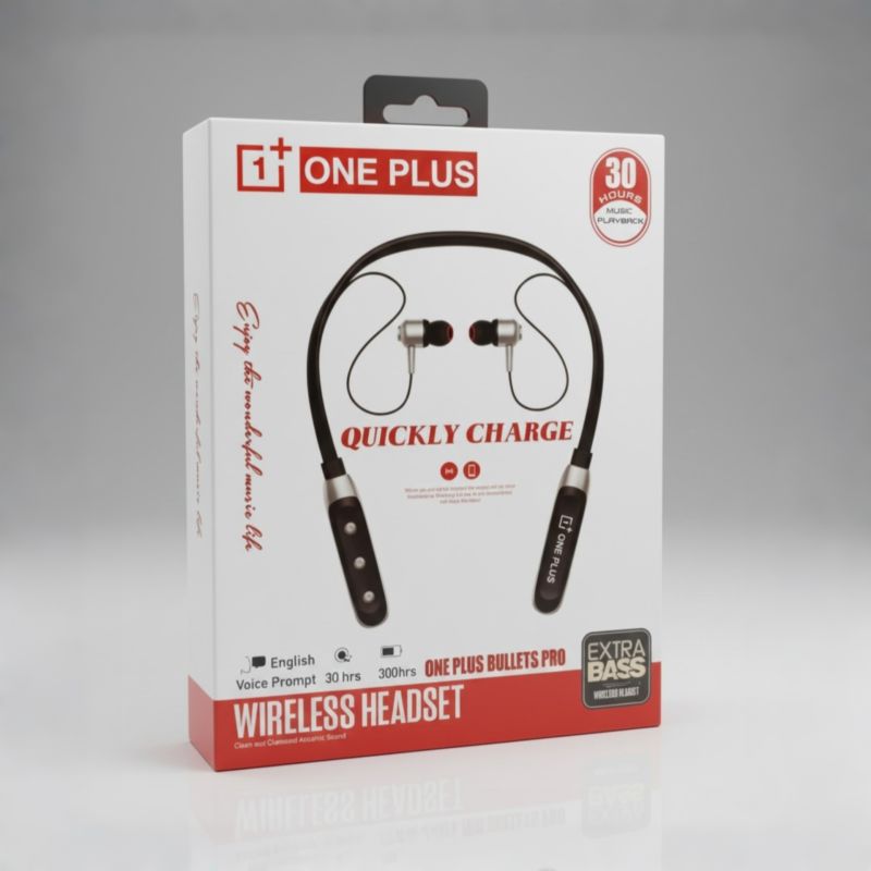Oneplus Bullets Pro Neckband Bluetooth Earphone 30 Hours Music Playback - Neckband -Wireless Earbud