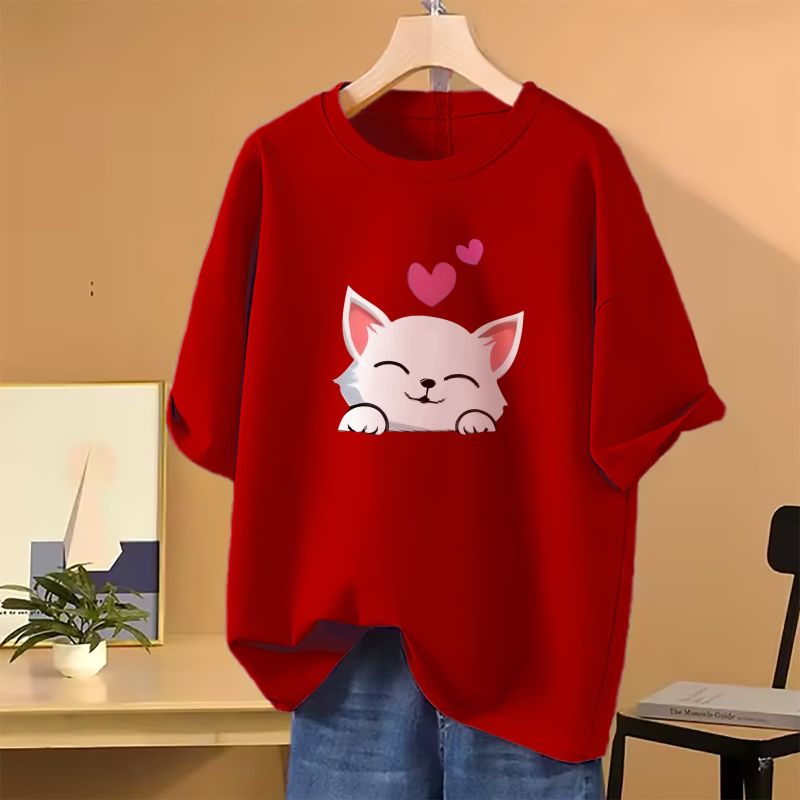 Drop shoulder T-shirt for Women (Red)