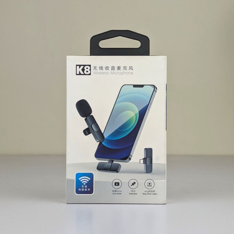 K8 Wireless Microphone for YouTube Vlogging, Video Recording Online Classes with Noise Cancellation Mic Supports (Type  C)