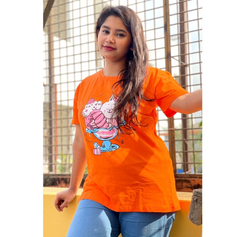 DTF Printed ladies  T shirt | Half Sleeve Plain | Regular Fit Ladies T Shirt for Women & Girls |