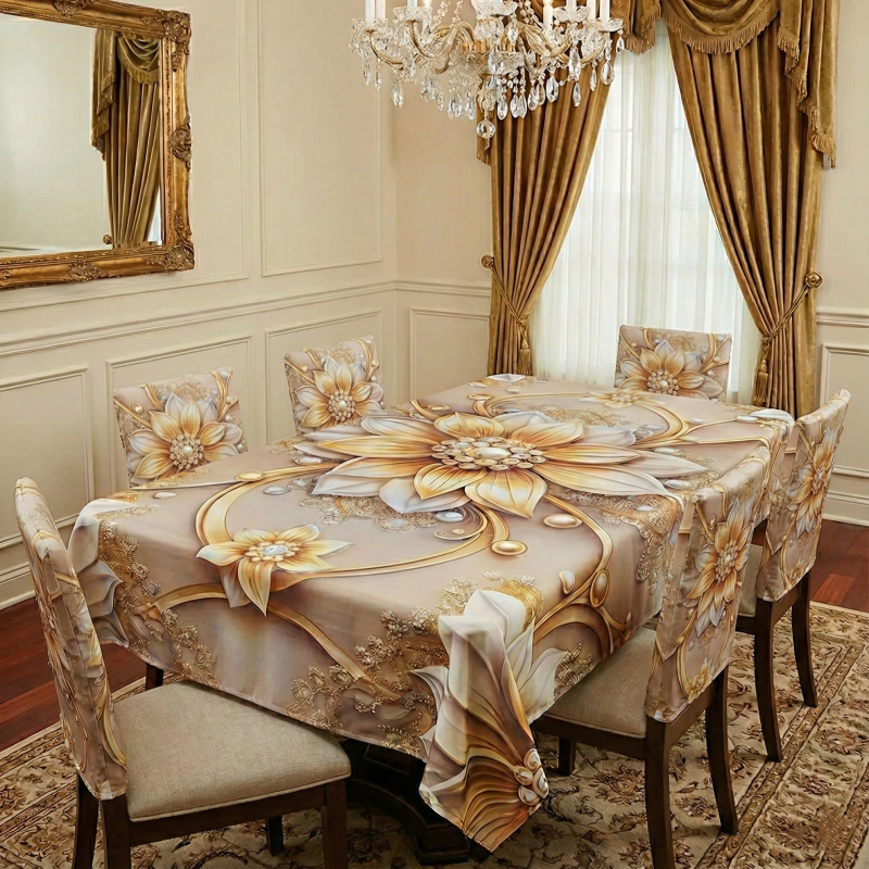 China Premium 3D Print Table Cloth Set