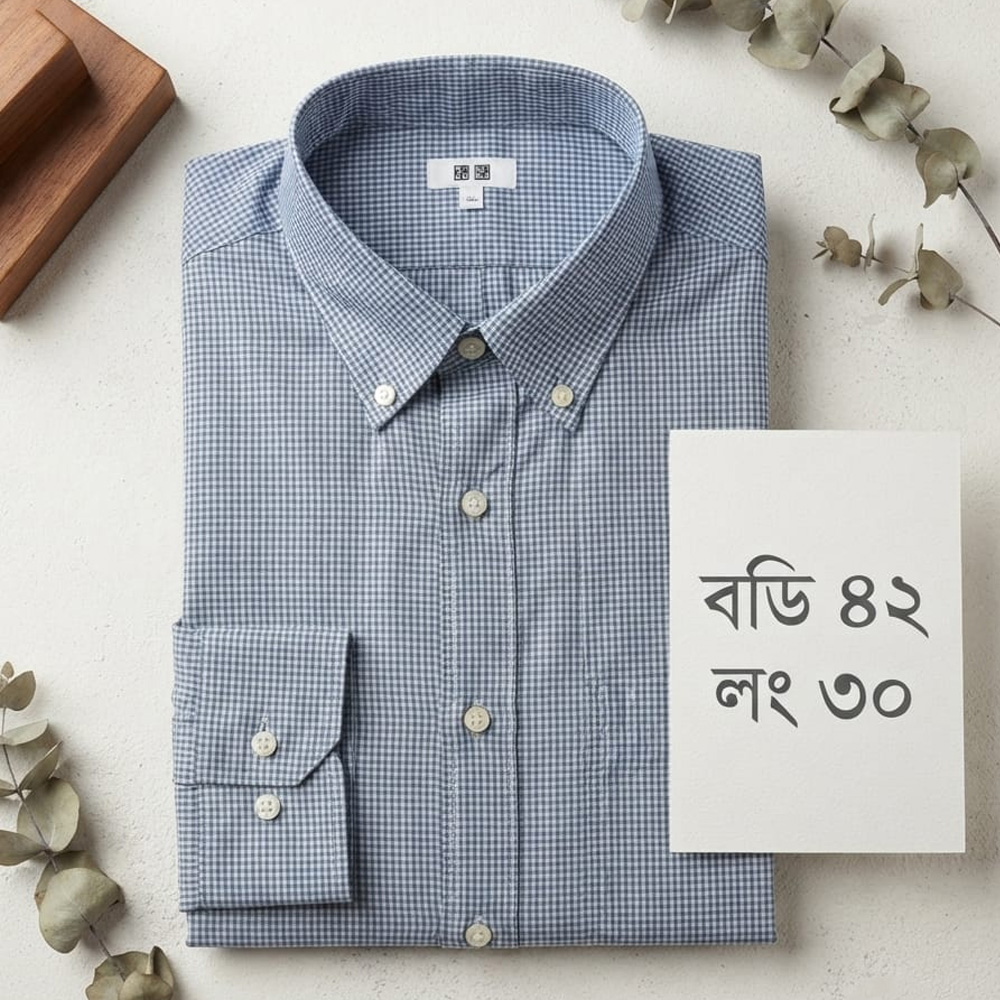 Premium Quality Grey-Blue Gingham Check Shirt
