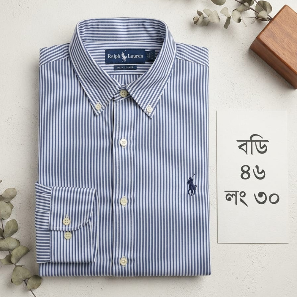 Premium Quality Blue & White Striped Shirt - Body 46cm